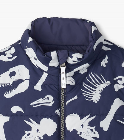 Veste sans manches matelassée réversible – Fossiles de dinosaure