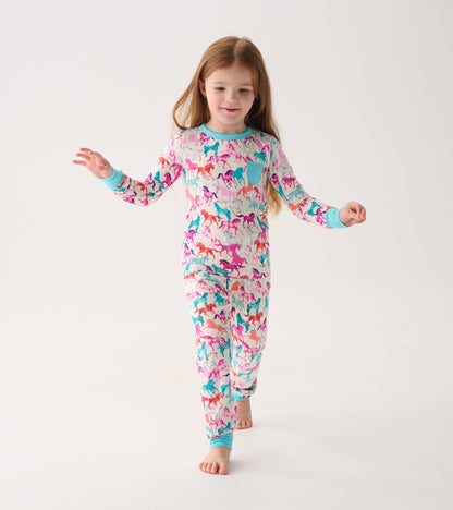 Pyjama en bambou – Chevaux aquarelle