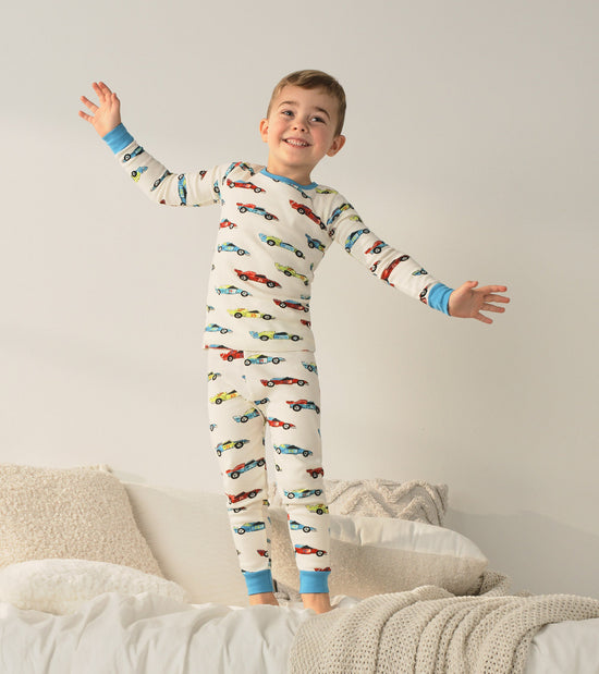 hatley Pyjama en coton biologique – Voitures de course aquarelle