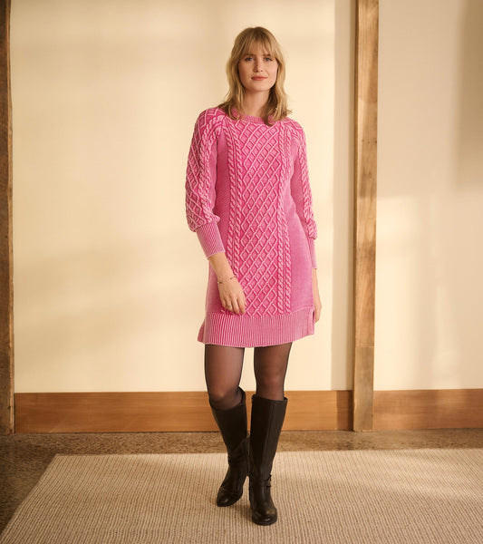 Robe en tricot torsadé Juliet – Framboise