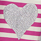 View Girls Fun Hearts Waist Leggings - Silver glitter heart on pink and white striped background