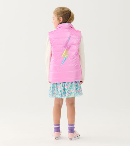 Veste sans manches matelassée réversible – Éclat d’arc-en-ciel