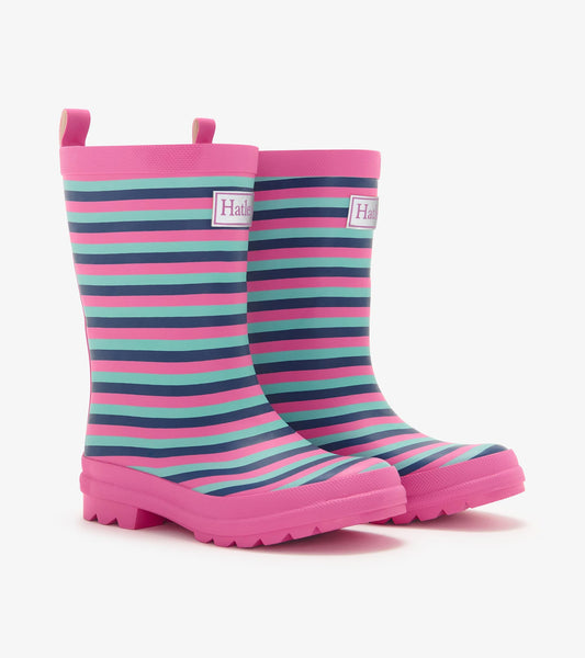 Bottes de pluie au fini mat – Rayures rose violacé