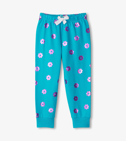 Pantalon de survêtement décontracté – Fleurs sur paillettes