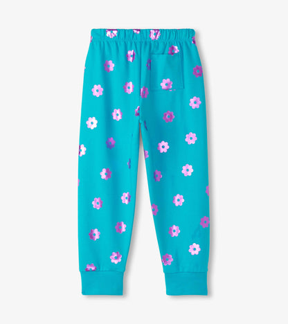 Pantalon de survêtement décontracté – Fleurs sur paillettes