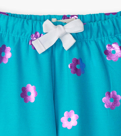 Pantalon de survêtement décontracté – Fleurs sur paillettes