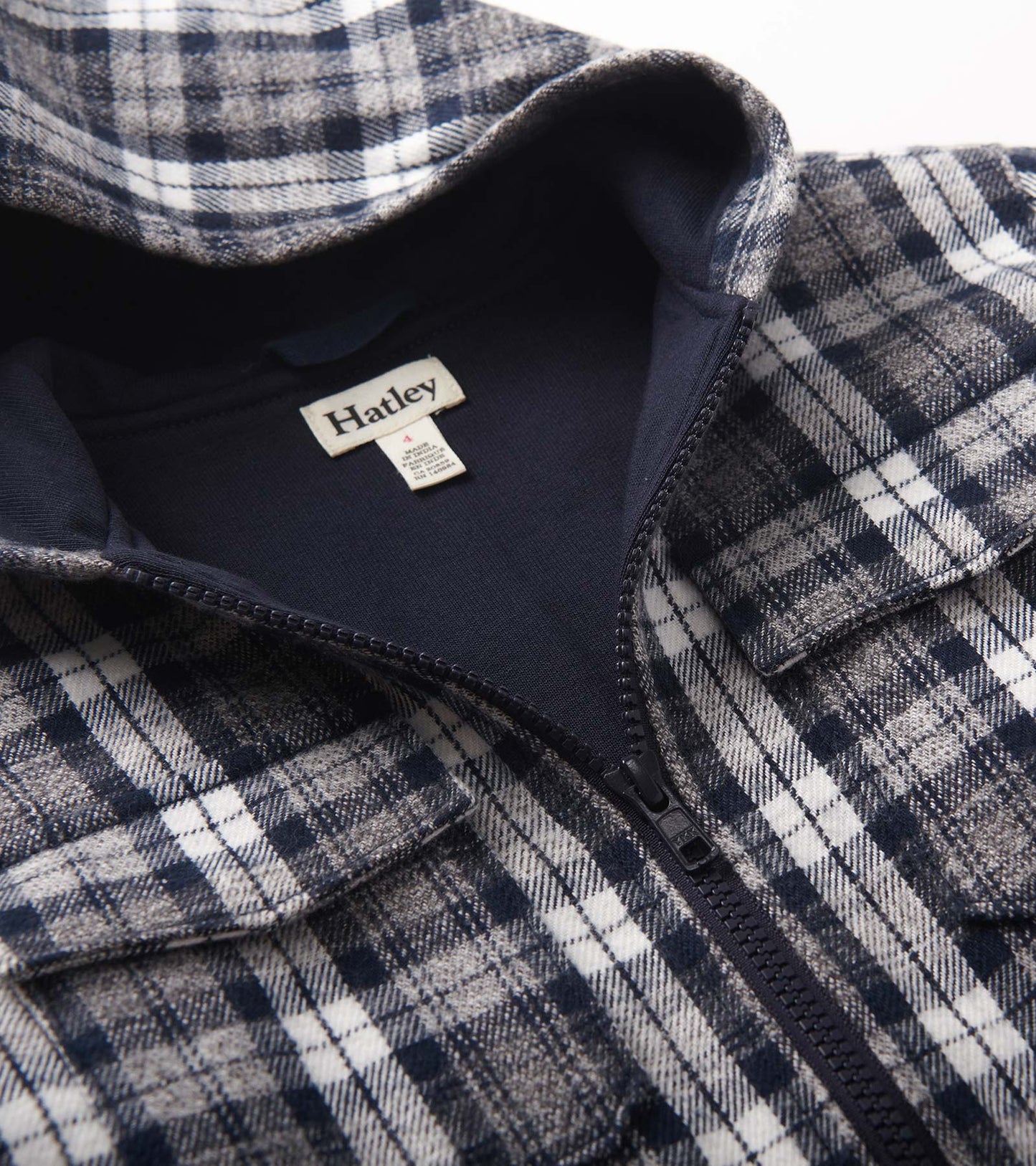 Veste à capuchon doublée – Motif écossais gris Salute