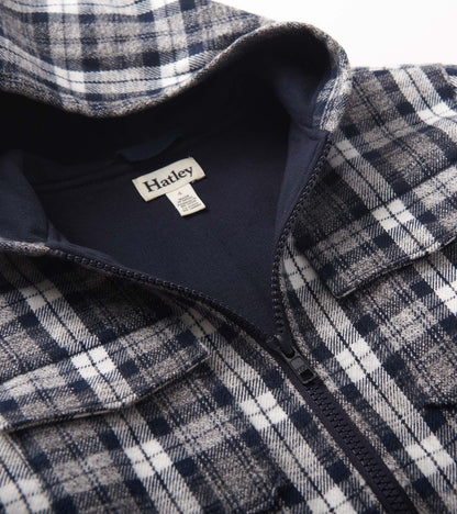 Veste à capuchon doublée – Motif écossais gris Salute