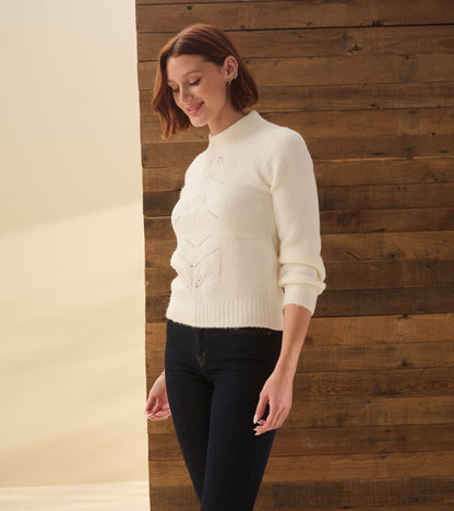 Pull torsadé pétale - Blanc hiver