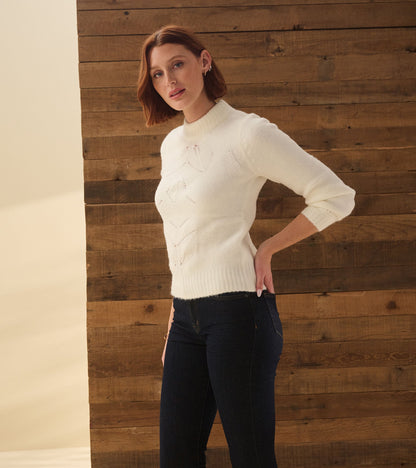 Pull torsadé pétale - Blanc hiver