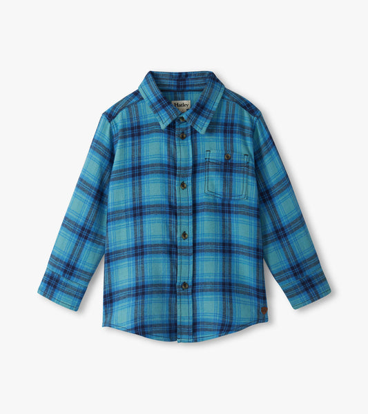 Chemise boutonnée – Motif écossais bleu de pierre