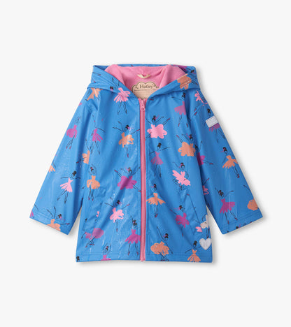 Girls Ballet School Colour Changing Zip-Up Rain Jacket