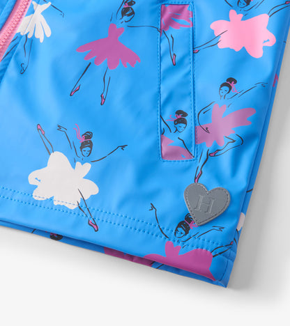 Girls Ballet School Colour Changing Zip-Up Rain Jacket