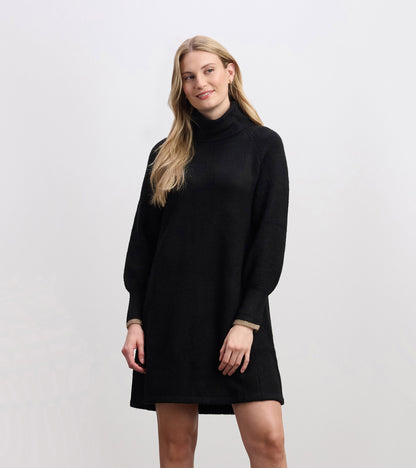 Robe-pull à coupe trapèze pour femme – Noir