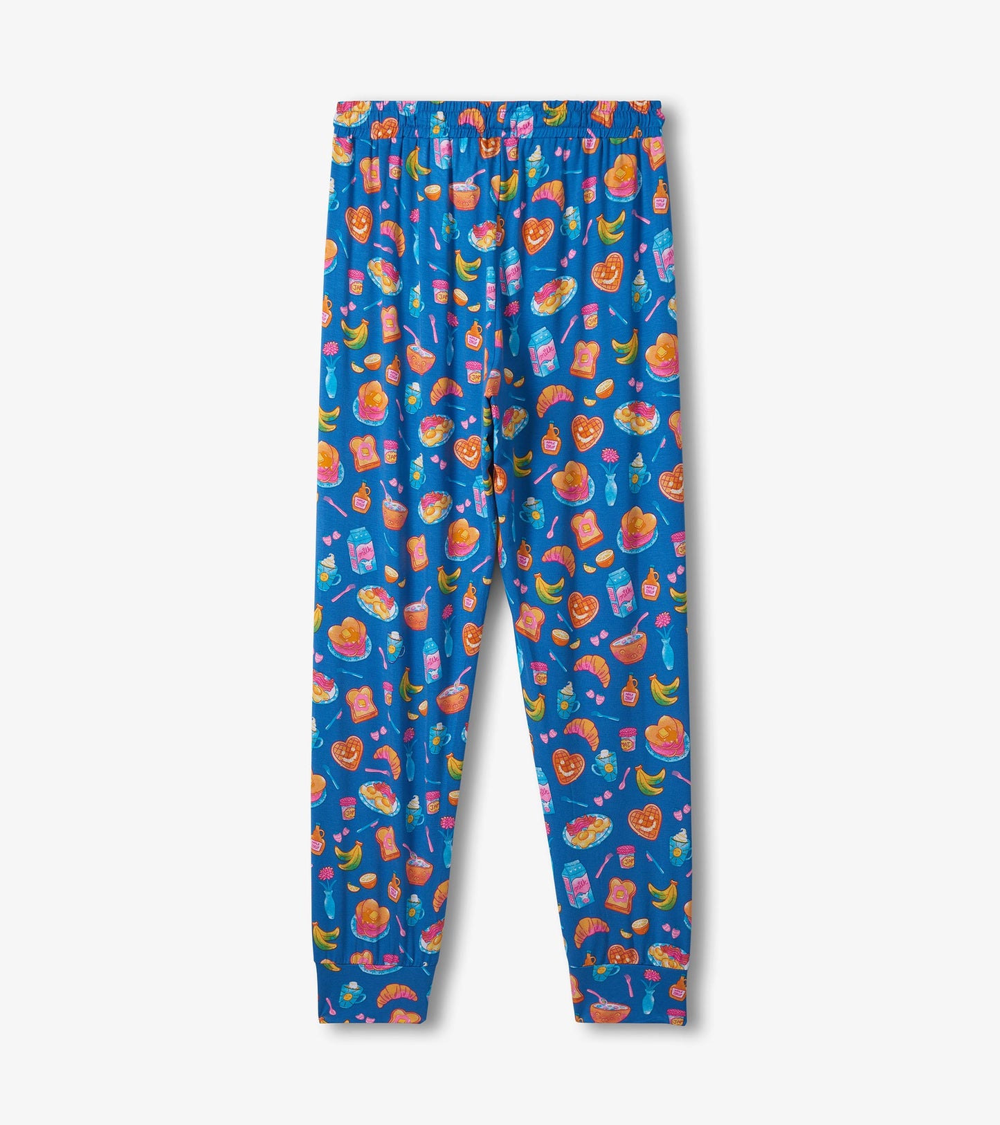 Pyjama en bambou pour femme – Motifs de déjeuner sur fond bleu