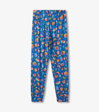 Pyjama en bambou pour femme – Motifs de déjeuner sur fond bleu