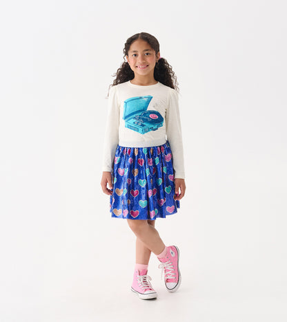 Girls Bursted Hearts Sequin Skirt