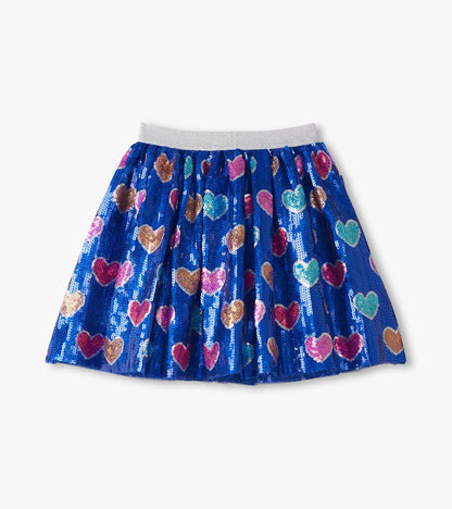 Girls Bursted Hearts Sequin Skirt
