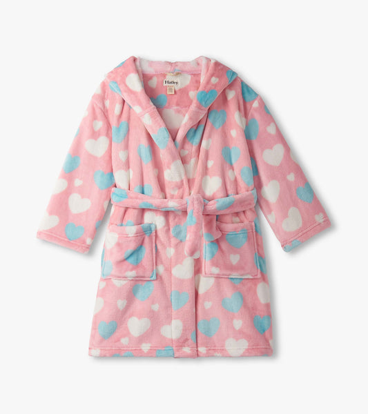 Girls Big Hearts Fuzzy Fleece Robe