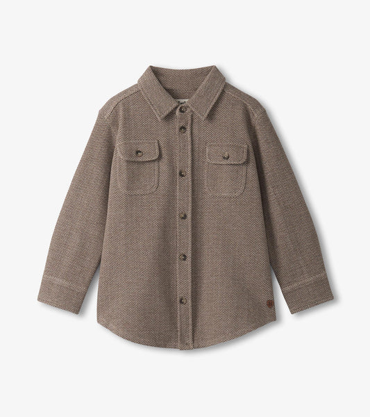 Chemise boutonnée pour garçon – Motif à chevrons cassonade