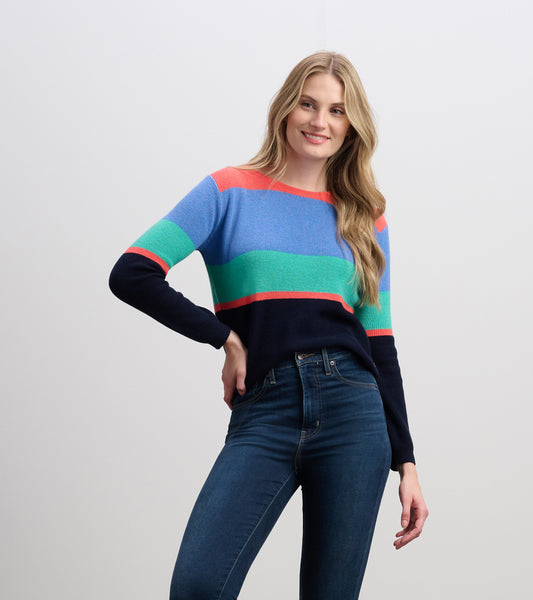 Devon Sweater - Bright Colorblock Stripes
