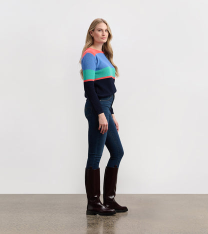 Devon Sweater - Bright Colorblock Stripes