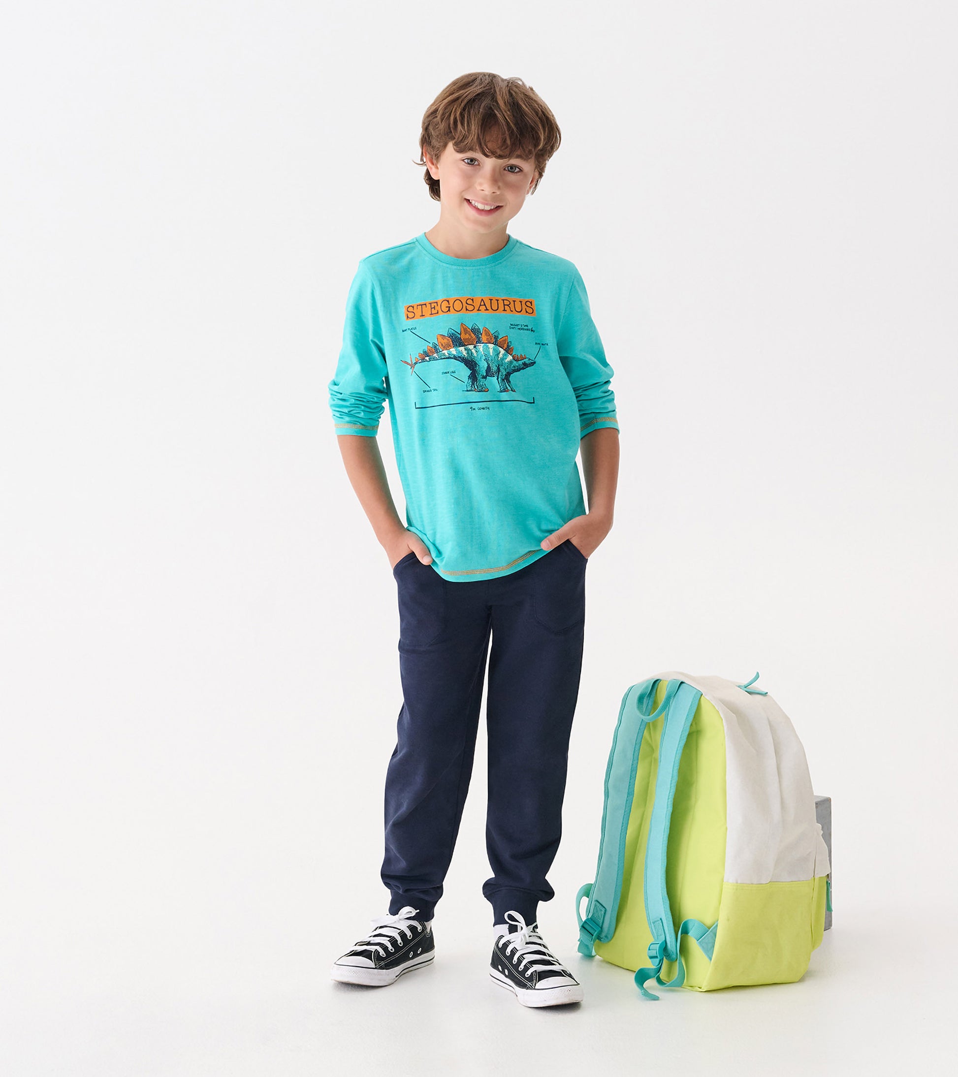 Boys Stegosaurus Long Sleeve Graphic Tee - Main Image