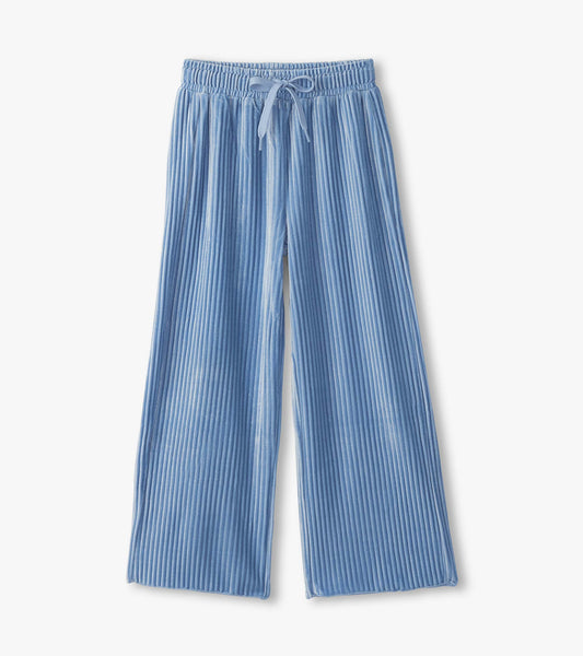 Pantalon décontracté plissé en velours – Bleu bleuet