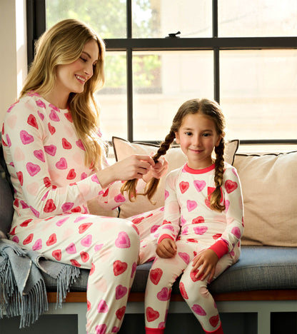 Girls Cut Out Hearts Bamboo Pajama Set
