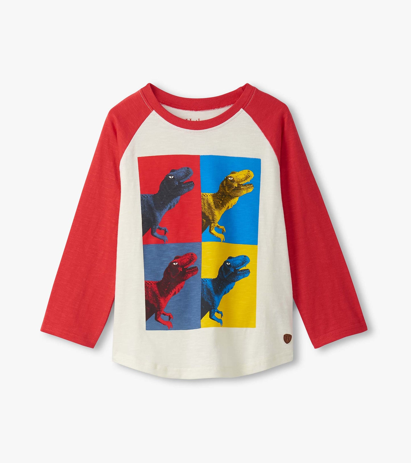 T-shirt à manches longues raglan pour garçon – Carreaux de dinosaure
