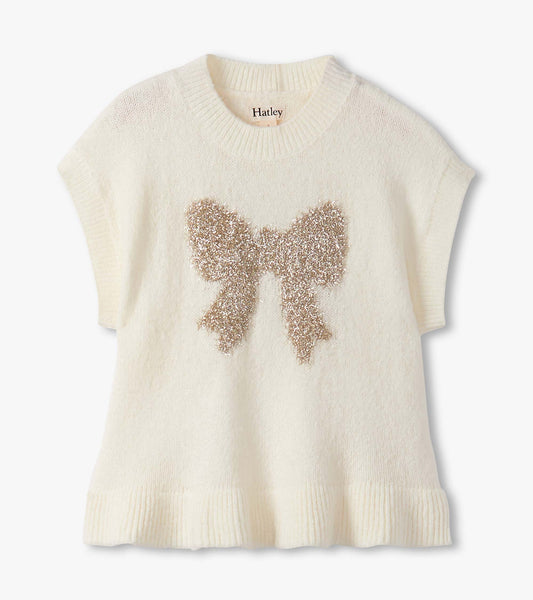 Girls Gold Bow Everywhere Sweater Vest