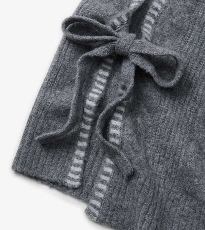 Débardeur en tricot noué sur les côtés pour femme – Gris anthracite chiné