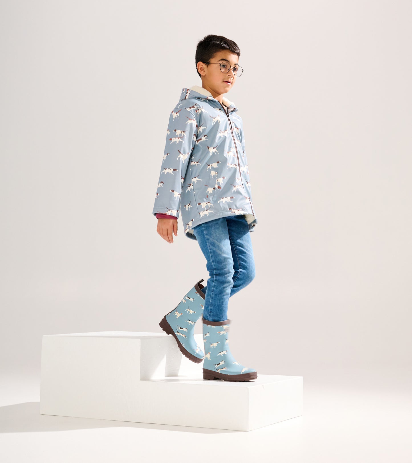 Boys Hunting Dogs Sherpa Lined Zip-Up Rain Jacket