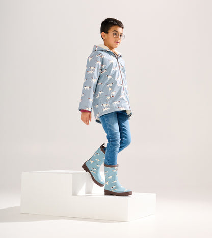 Boys Hunting Dogs Sherpa Lined Zip-Up Rain Jacket