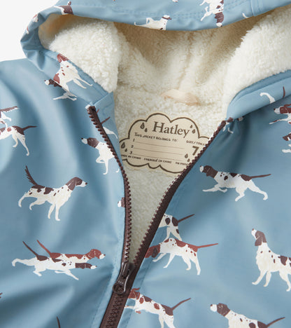Boys Hunting Dogs Sherpa Lined Zip-Up Rain Jacket