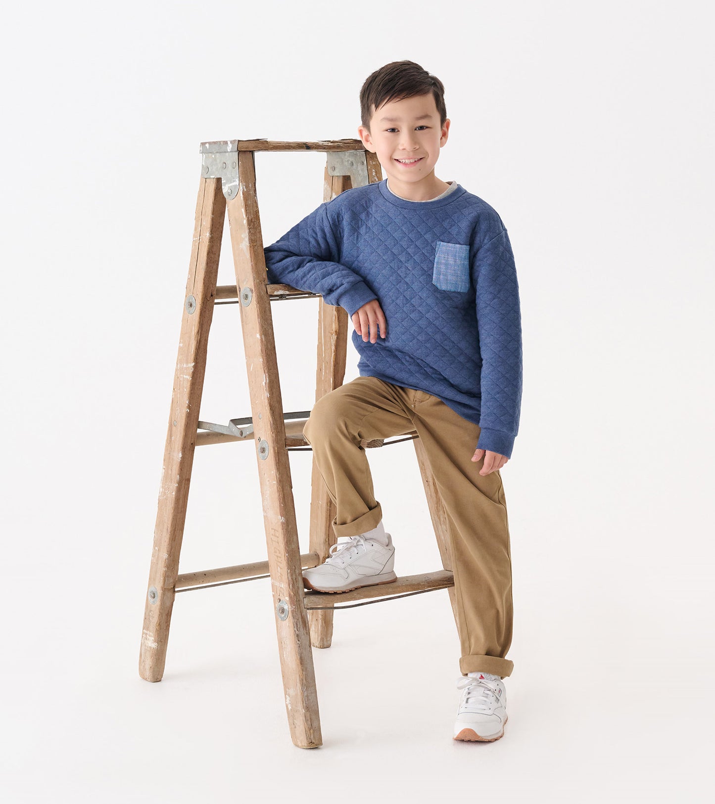 Boys Ensign Blue Quilted Pullover
