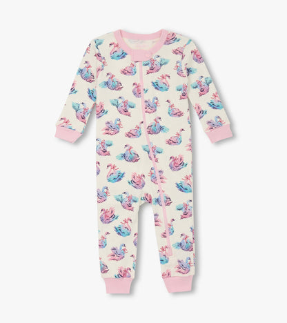 Baby Girls Elegant Swans Cotton Sleeper