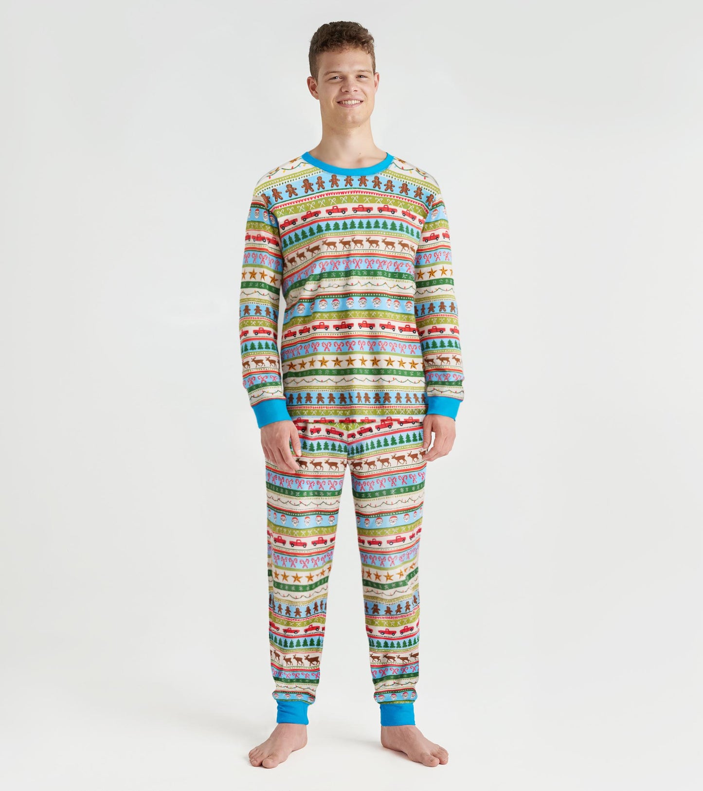 Men's Blue Fun Fair Isle Cotton Pajama Set