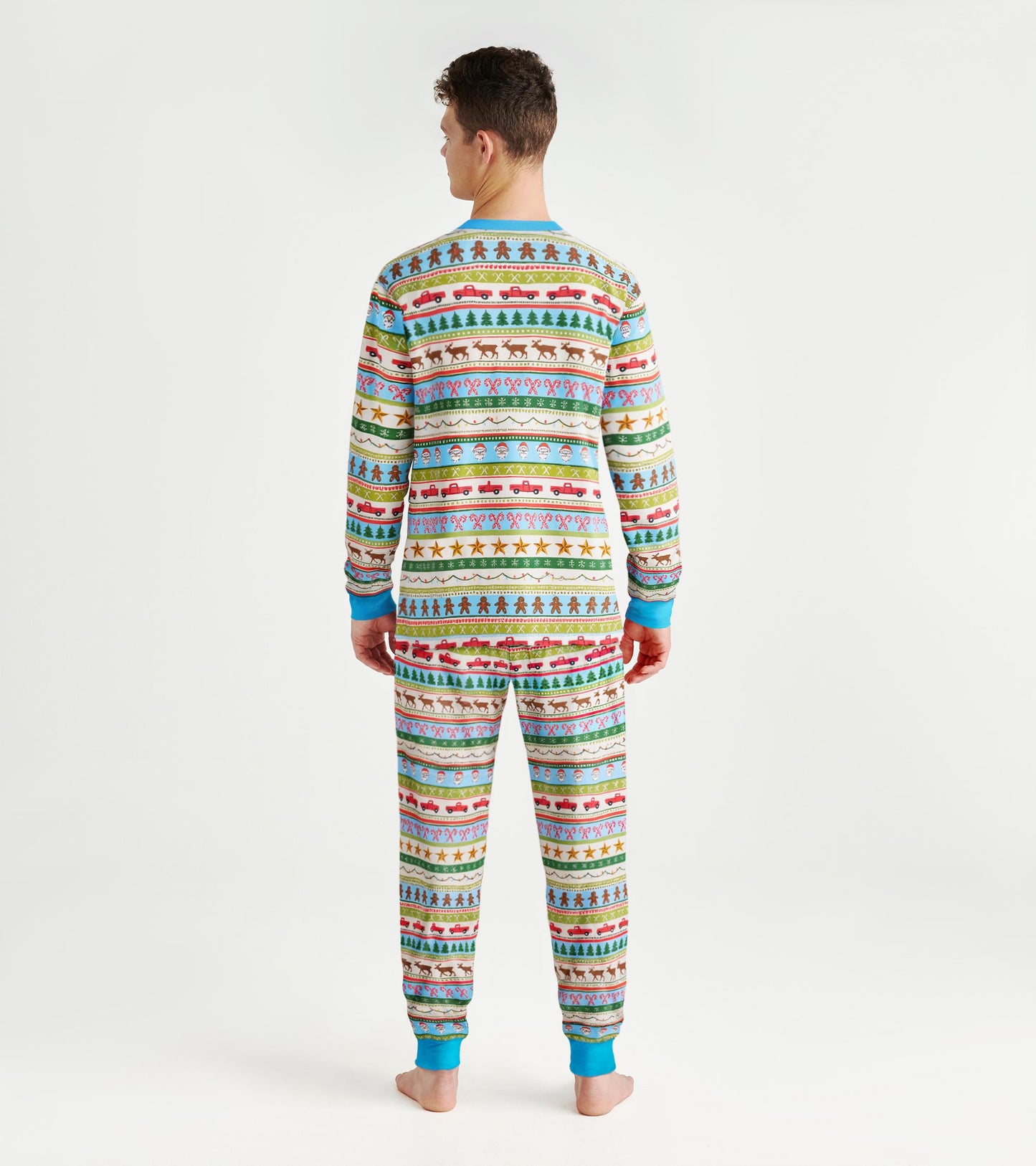 Men's Blue Fun Fair Isle Cotton Pajama Set