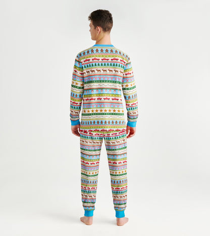 Men's Blue Fun Fair Isle Cotton Pajama Set
