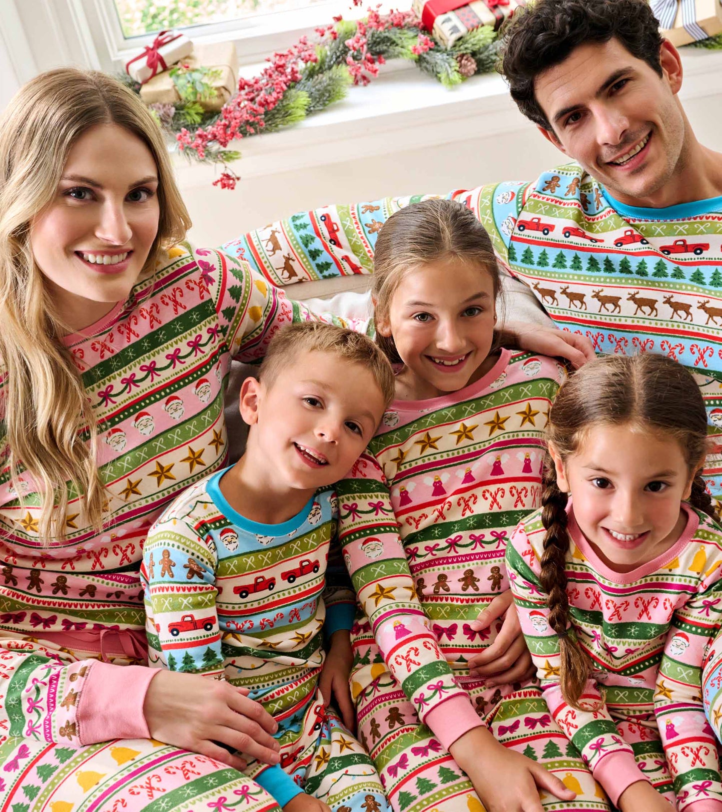 Girls Pink Fun Fair Isle Cotton Pajama Set