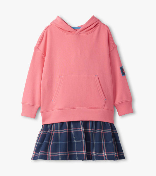 Robe-pull à capuchon en matières mixtes – Tartan BGBG