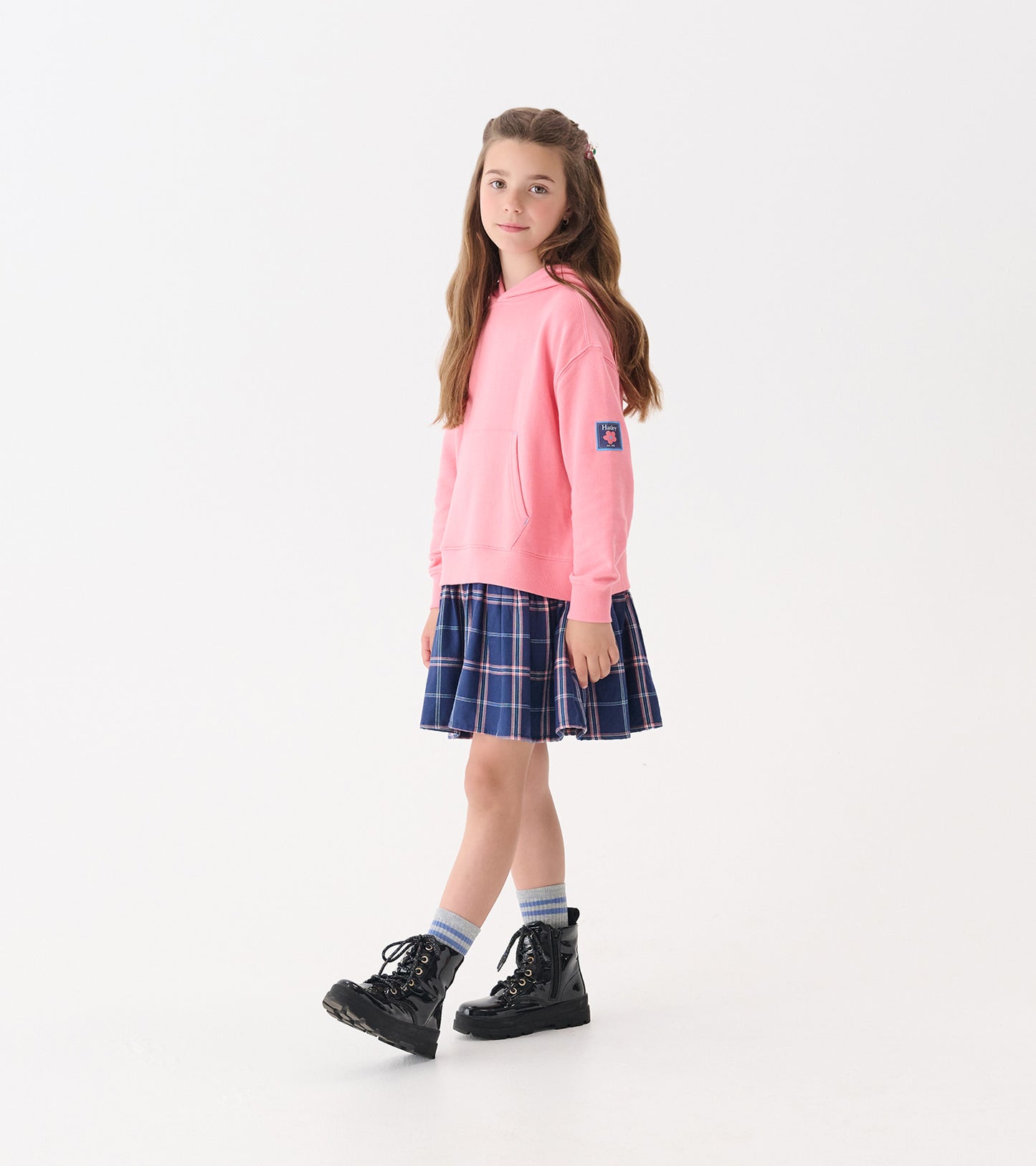 Robe-pull à capuchon en matières mixtes – Tartan BGBG