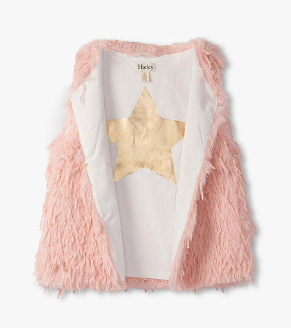 Veste en fausse fourrure – Plume rose pâle