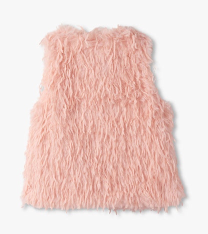 Veste en fausse fourrure – Plume rose pâle