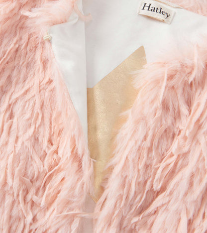 Veste en fausse fourrure – Plume rose pâle