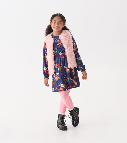 Veste en fausse fourrure – Plume rose pâle