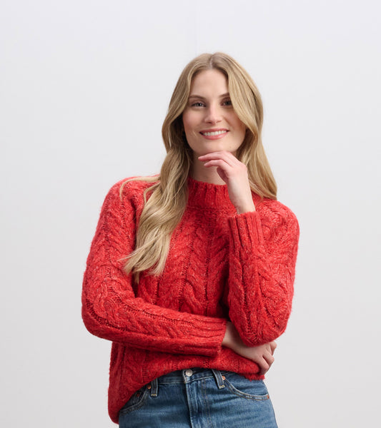 Dylan Cable Knit Sweater - Red