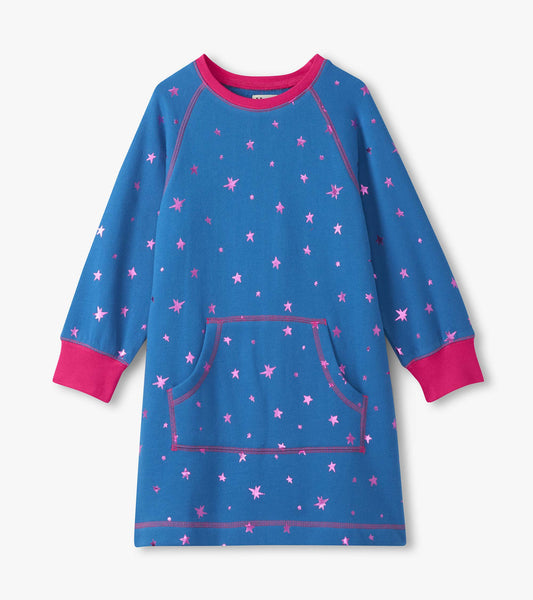 Girls Foil Stars Sweater Dress
