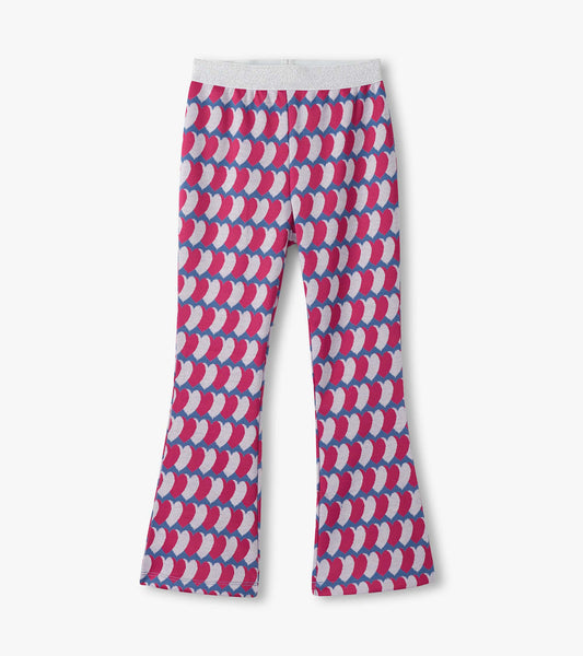 Girls Graphic Hearts Fun Waist Flare Pants